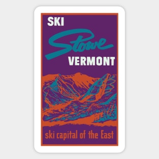 Ski Stowe Vermont, Ski Capital of the East, Vintage Ski Travel Poster. Sticker